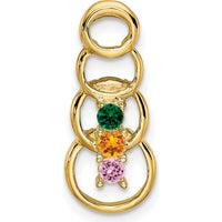 14K Yellow Gold Personalized Synthetic Stone Family Pendant with Round Synthetic Stones by Oro Pregiato