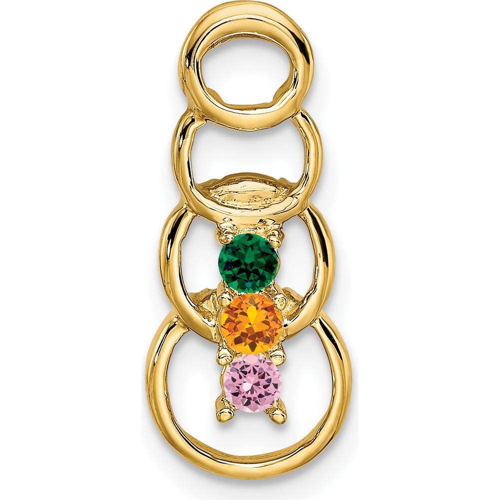 14K Yellow Gold Personalized Synthetic Stone Family Pendant with Round Synthetic Stones by Oro Pregiato
