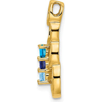 14K Yellow Gold Personalized Synthetic Stone Family Pendant with Round Synthetic Stones by Oro Pregiato