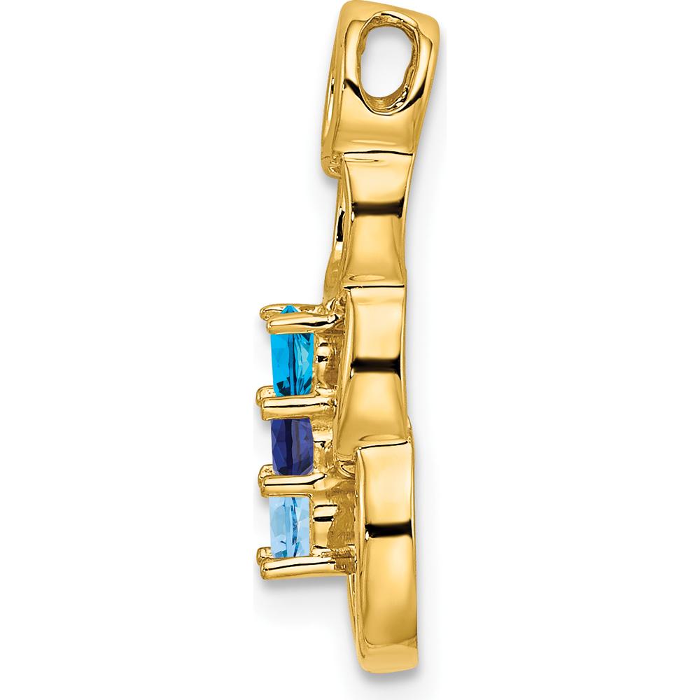 14K Yellow Gold Personalized Synthetic Stone Family Pendant with Round Synthetic Stones by Oro Pregiato