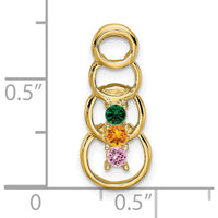 14K Yellow Gold Personalized Synthetic Stone Family Pendant with Round Synthetic Stones by Oro Pregiato