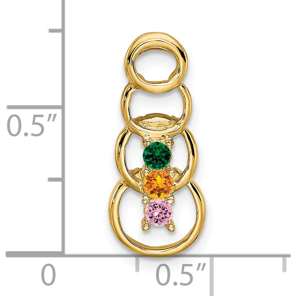 14K Yellow Gold Personalized Synthetic Stone Family Pendant with Round Synthetic Stones by Oro Pregiato