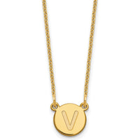 14K Yellow Gold Personalized V Initial Pendant Necklace with 18-inch Cable Chain by Oro Pregiato