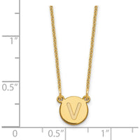 14K Yellow Gold Personalized V Initial Pendant Necklace with 18-inch Cable Chain by Oro Pregiato