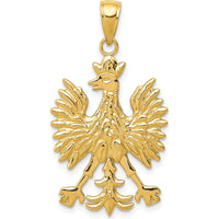 14K Yellow Gold Phoenix Mythological Bird Charm with Textured Finish - 22mm Length x 18mm Width by Oro Pregiato