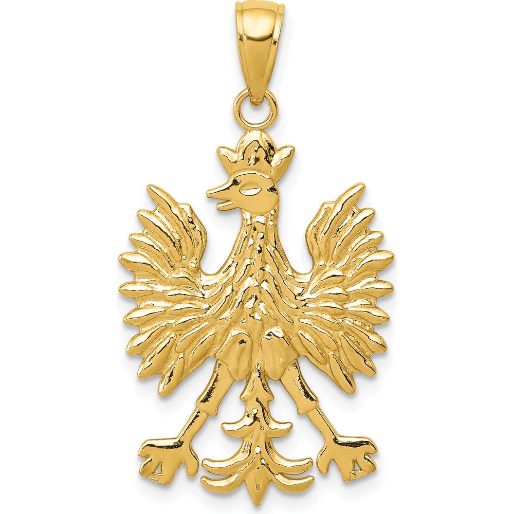 14K Yellow Gold Phoenix Mythological Bird Charm with Textured Finish - 22mm Length x 18mm Width by Oro Pregiato