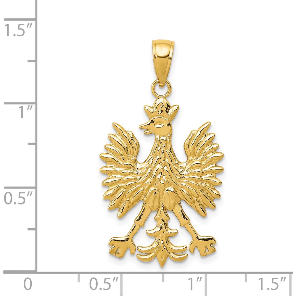 14K Yellow Gold Phoenix Mythological Bird Charm with Textured Finish - 22mm Length x 18mm Width by Oro Pregiato