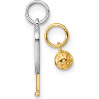 14K Yellow Gold Pickleball Paddle and Ball 2-Piece Charm Pendant Set with Rhodium Accents by Oro Pregiato