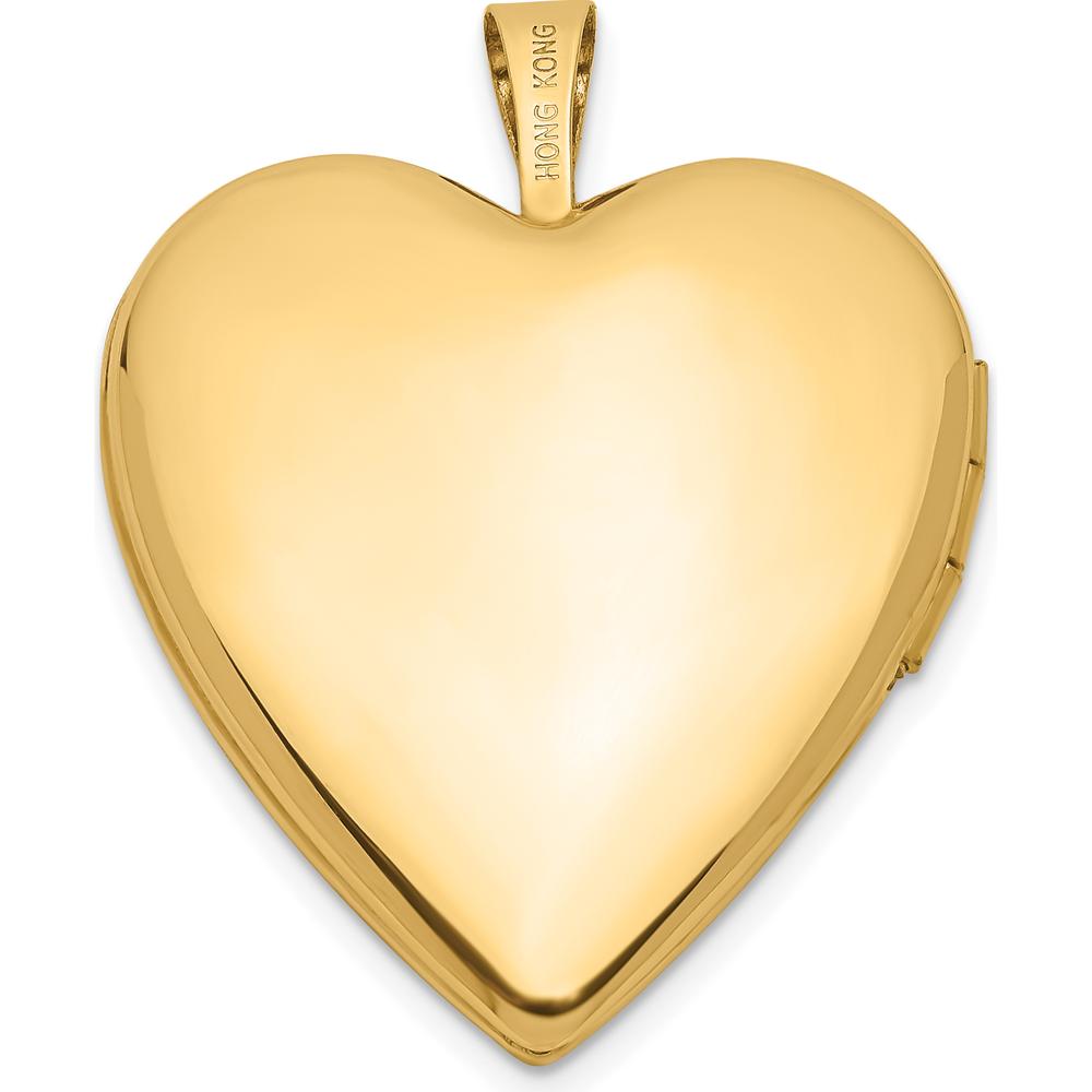 14K Yellow Gold Pink and Green Enamel Rose "I Love You" Heart Locket Pendant with Polished Finish by Monteluci Fine Jewelry
