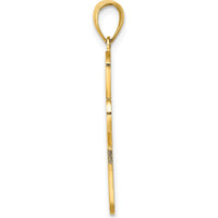 14K Yellow Gold Pink Enamel Awareness Ribbon Cross Pendant with Textured Back - 31mm Length by Oro Pregiato