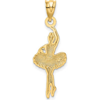 14K Yellow Gold Pink Enamel Ballerina Pendant - Textured Back Design with Polished Finish by Oro Pregiato
