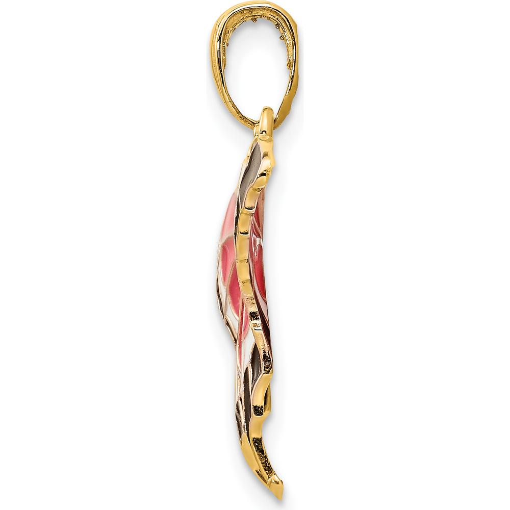 14K Yellow Gold Pink Enamel Butterfly Pendant with Multi-Colored Accents - 24mm x 31mm by Oro Pregiato