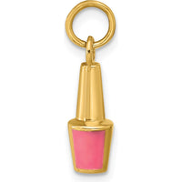 14K Yellow Gold Pink Enameled Nail Polish Charm Pendant by Oro Pregiato