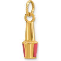 14K Yellow Gold Pink Enameled Nail Polish Charm Pendant by Oro Pregiato