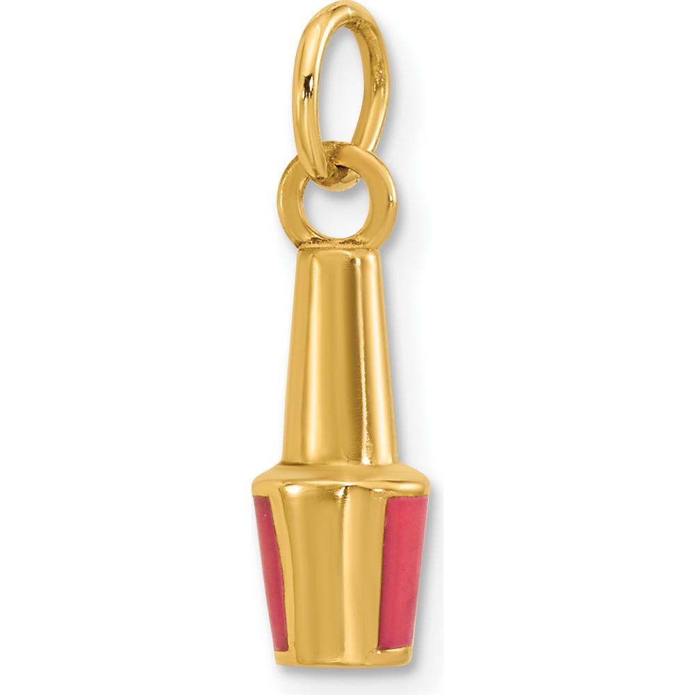 14K Yellow Gold Pink Enameled Nail Polish Charm Pendant by Oro Pregiato