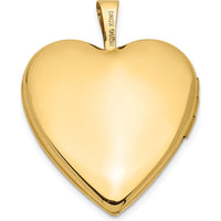 14K Yellow Gold Pink Rose and Green Enamel Heart Locket Pendant - 20mm by Monteluci Fine Jewelry