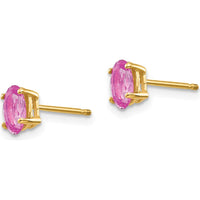 14K Yellow Gold Pink Sapphire Stud Earrings - 0.6 Carat Total Pink Sapphire Weight by Monteluci Fine Jewelry