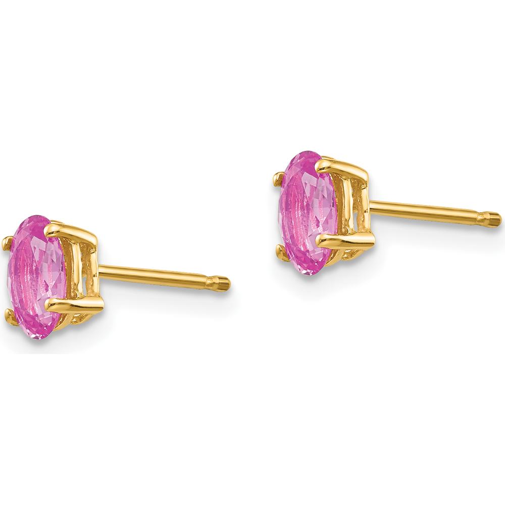 14K Yellow Gold Pink Sapphire Stud Earrings - 0.6 Carat Total Pink Sapphire Weight by Monteluci Fine Jewelry