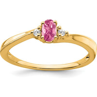 14K Yellow Gold Pink Tourmaline and Diamond Ring with Oval and Round Stones by 0