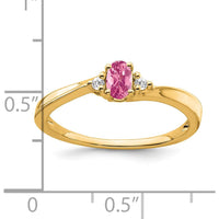 14K Yellow Gold Pink Tourmaline and Diamond Ring with Oval and Round Stones by 0