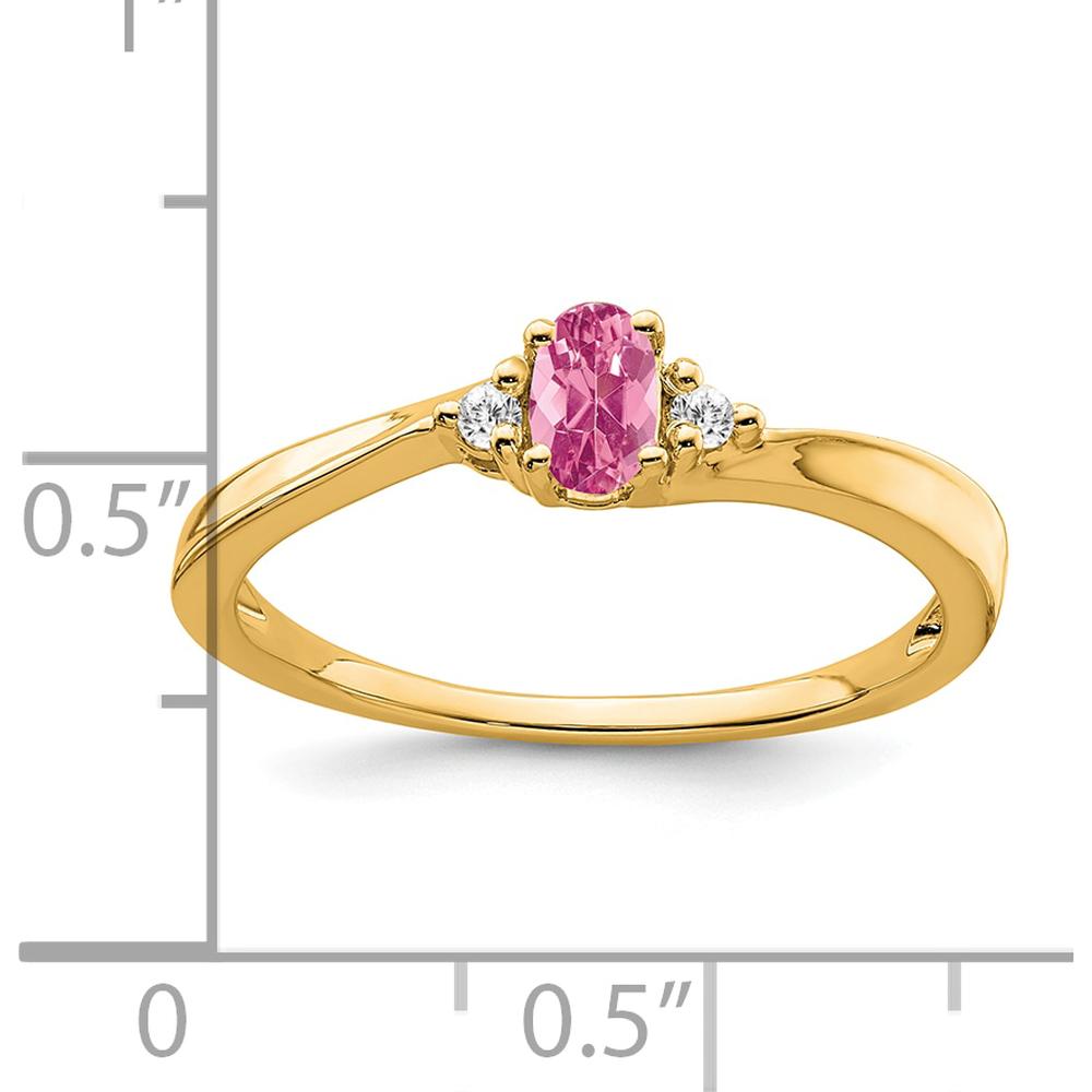 14K Yellow Gold Pink Tourmaline and Diamond Ring with Oval and Round Stones by 0