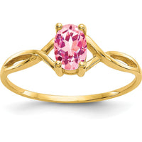 14K Yellow Gold Pink Tourmaline Birthstone Ring - 0.26 Carat Oval Cut Tourmaline by Oro Pregiato