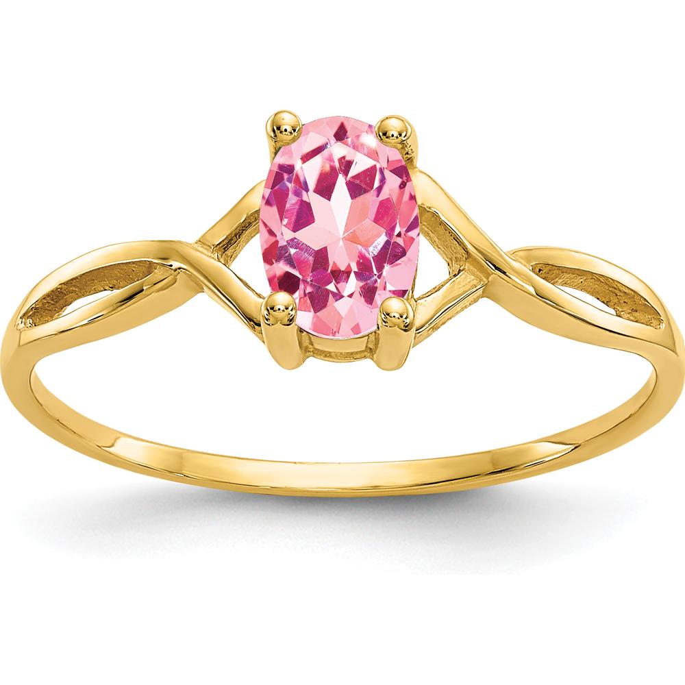 14K Yellow Gold Pink Tourmaline Birthstone Ring - 0.26 Carat Oval Cut Tourmaline by Oro Pregiato