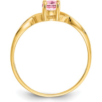 14K Yellow Gold Pink Tourmaline Birthstone Ring - 0.26 Carat Oval Cut Tourmaline by Oro Pregiato