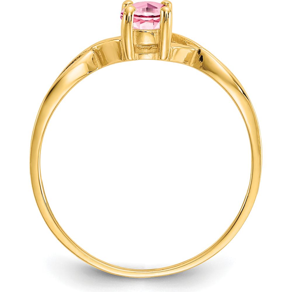 14K Yellow Gold Pink Tourmaline Birthstone Ring - 0.26 Carat Oval Cut Tourmaline by Oro Pregiato