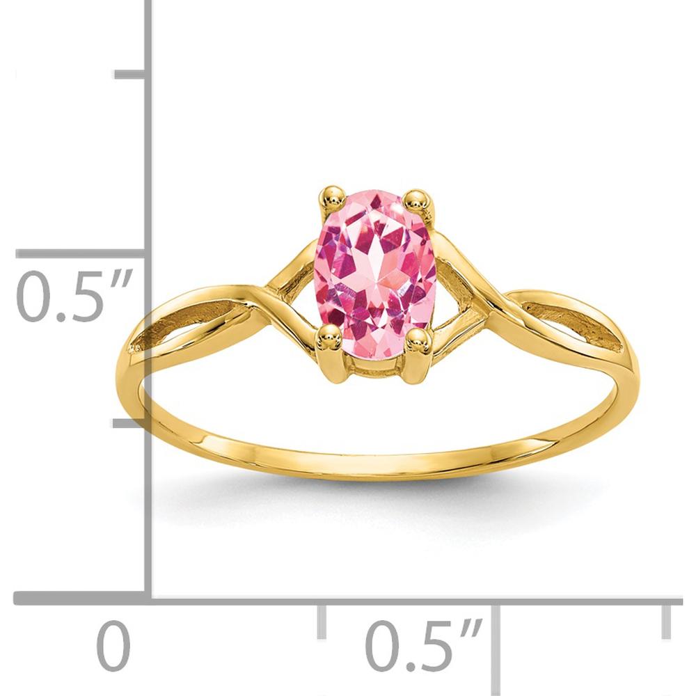 14K Yellow Gold Pink Tourmaline Birthstone Ring - 0.26 Carat Oval Cut Tourmaline by Oro Pregiato