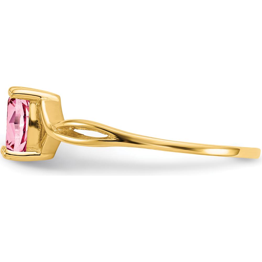 14K Yellow Gold Pink Tourmaline Birthstone Ring - 0.26 Carat Oval Cut Tourmaline by Oro Pregiato