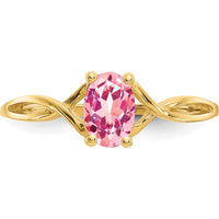 14K Yellow Gold Pink Tourmaline Birthstone Ring - 0.26 Carat Oval Cut Tourmaline by Oro Pregiato