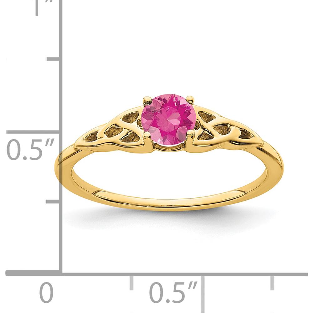 14K Yellow Gold Pink Tourmaline Celtic Knot Ring - 4.5mm Round Tourmaline by Oro Pregiato