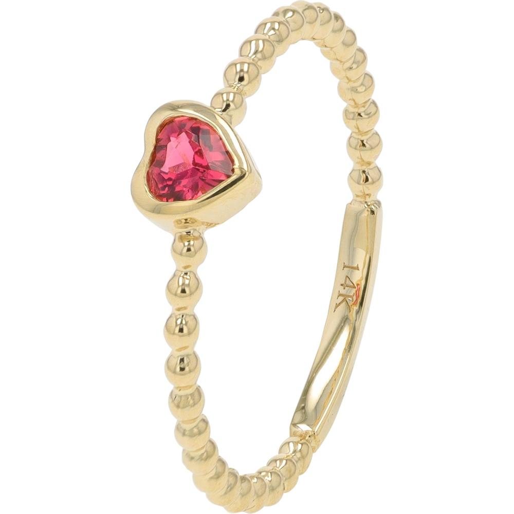 14K Yellow Gold Pink Tourmaline Heart Ring - 0.16 Carats