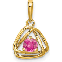14K Yellow Gold Pink Tourmaline Triangle Pendant - 0.25 Carat Total Gem Weight by Oro Pregiato