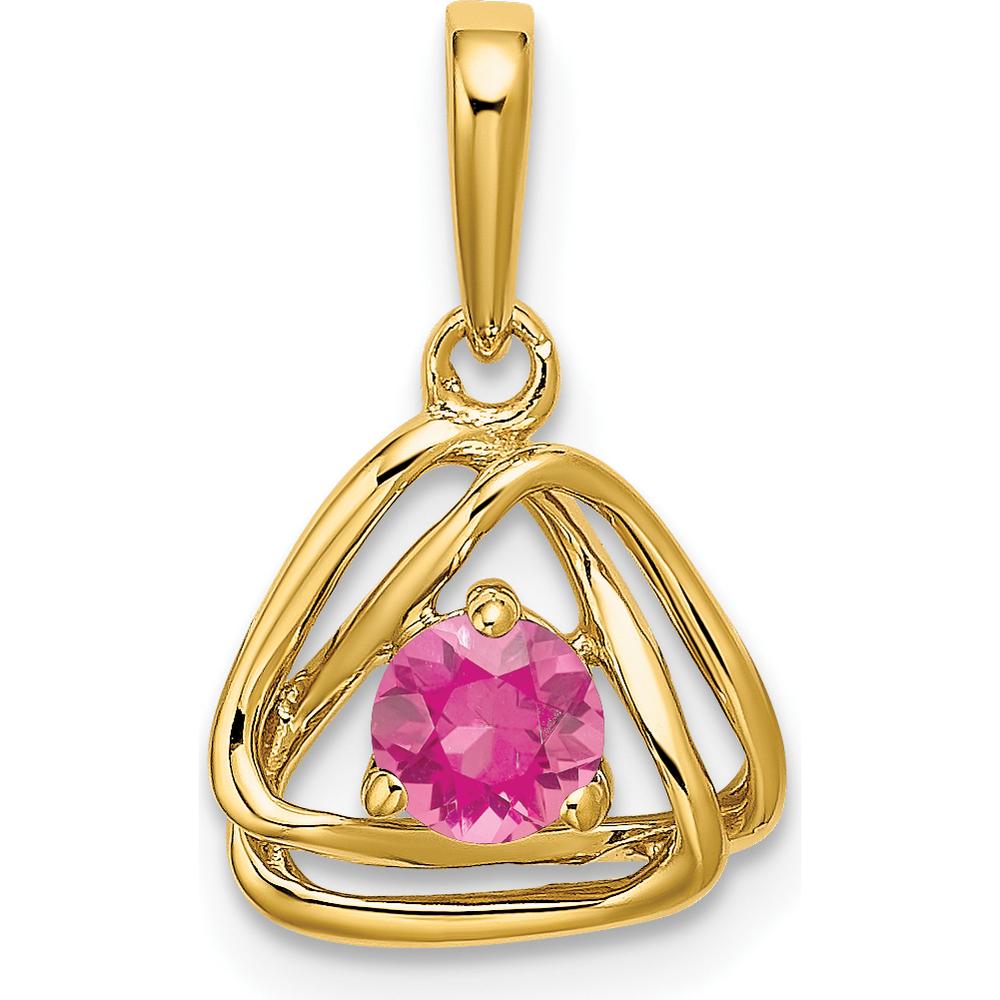 14K Yellow Gold Pink Tourmaline Triangle Pendant - 0.25 Carat Total Gem Weight by Oro Pregiato