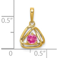 14K Yellow Gold Pink Tourmaline Triangle Pendant - 0.25 Carat Total Gem Weight by Oro Pregiato