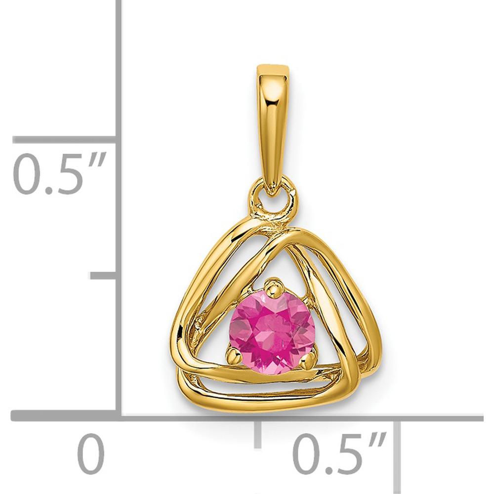 14K Yellow Gold Pink Tourmaline Triangle Pendant - 0.25 Carat Total Gem Weight by Oro Pregiato
