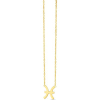 14K Yellow Gold Pisces Zodiac Necklace with Adjustable 18" Chain by Orozza Fine Jewelry