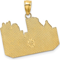 14K Yellow Gold Pittsburgh Skyline Charm Pendant - Polished Textured Design by Oro Pregiato
