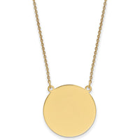 14K Yellow Gold Plain Circular Engravable Disc Necklace with 18-Inch Cable Chain by Oro Pregiato