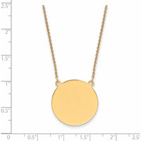 14K Yellow Gold Plain Circular Engravable Disc Necklace with 18-Inch Cable Chain by Oro Pregiato
