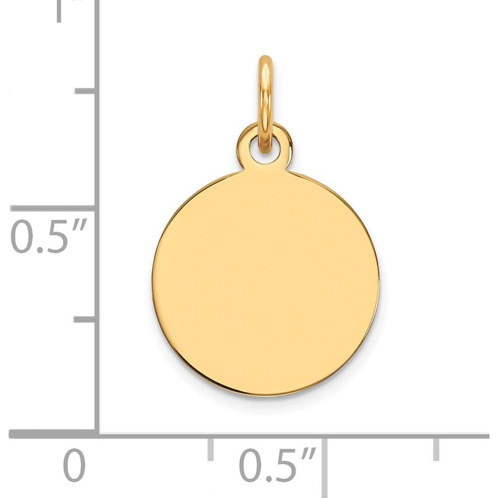 14K Yellow Gold Plain Engravable Circular Disc Charm - 19mm Length by Oro Pregiato
