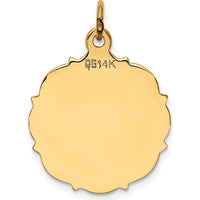 14K Yellow Gold Plain Engravable Disc Charm Pendant - 24mm Length, Polished Finish by Oro Pregiato