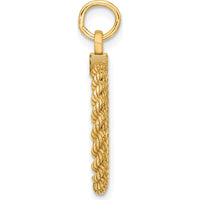 14K Yellow Gold Plain Engravable Disc with Rope Charm - Personalized Pendant for Women by Oro Pregiato