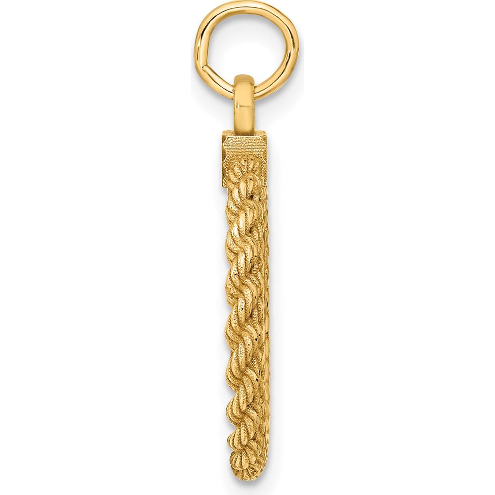 14K Yellow Gold Plain Engravable Disc with Rope Charm - Personalized Pendant for Women by Oro Pregiato