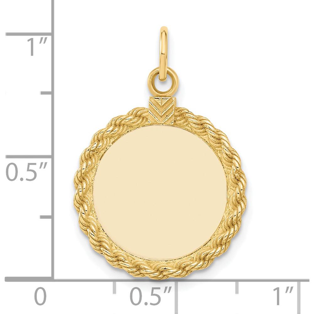 14K Yellow Gold Plain Engravable Disc with Rope Charm - Personalized Pendant for Women by Oro Pregiato