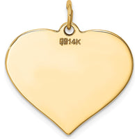 14K Yellow Gold Plain Engravable Heart Disc Charm - Polished Finish by Oro Pregiato