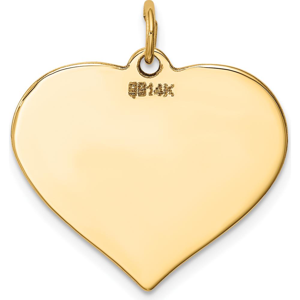14K Yellow Gold Plain Engravable Heart Disc Charm - Polished Finish by Oro Pregiato
