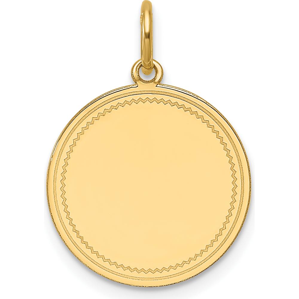 14K Yellow Gold Plain Engravable Round Disc Charm - Personalizable Jewelry Pendant by Oro Pregiato